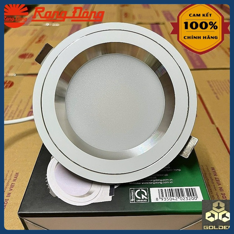 (Rạng Đông) Đèn LED âm trần Downlight (Viền Vàng, Bạc) Đổi 3 Màu 8W-10W-12W - Lỗ khoét 90mm - 110mm 