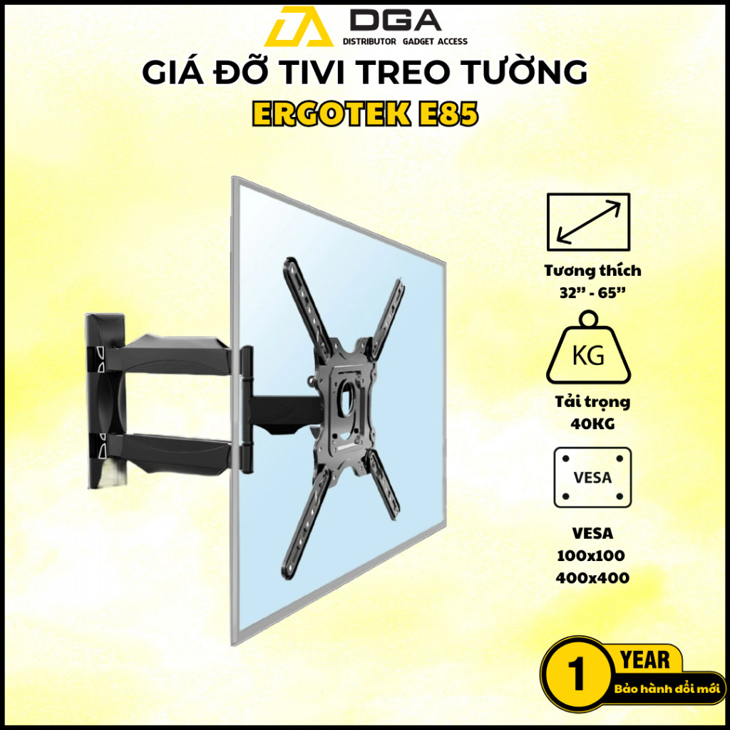 GIÁ TREO TIVI XOAY GÓC ĐA NĂNG ERGOTEK E85 E82 E83 E86  32 – 65 INCH – BẢN CAO CẤP