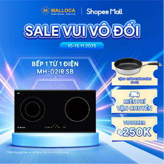Bếp điện từ kết hợp 2 vùng nấu Malloca MH-02IR SB kính Eurokera nấu nhanh Booster