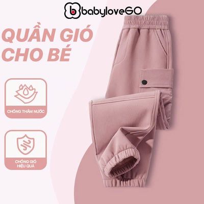 Quần gió bé gái BabyloveGO, quần dài cho bé vải gió trám cao cấp chống nước, chống gió kiểu dáng thời trang QG01