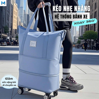  Túi du lịch gấp gọn 3 lớp chất lượng cao với 4 bánh xe có thể tháo rời và vải chống thấm nước để dễ dàng mang theo 