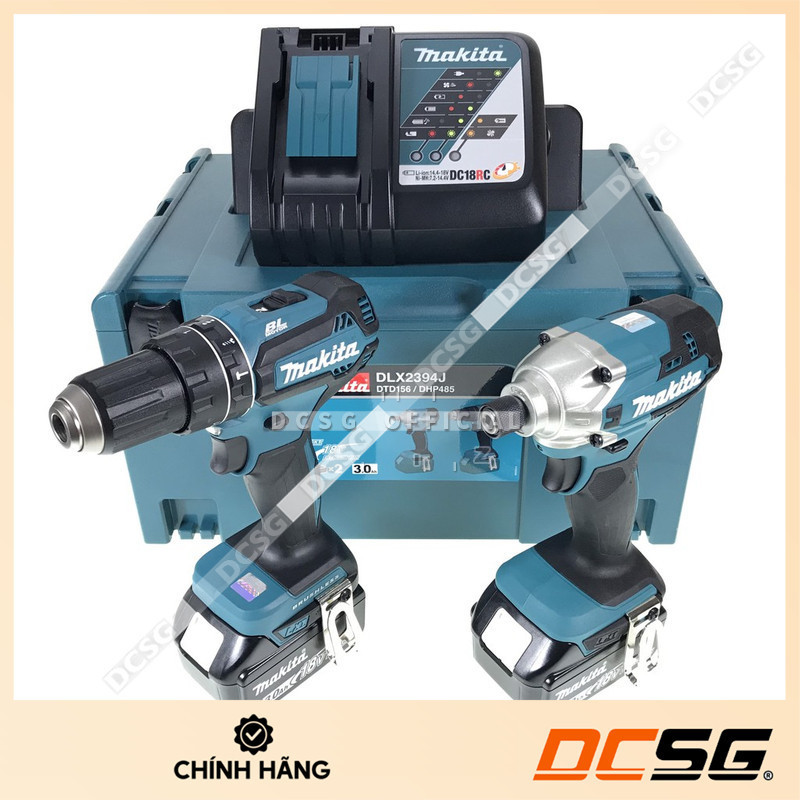 Bộ sản phẩm máy khoan và vặn vít dùng pin 18V DHP485-DTD156 Makita DLX2394J | DCSG
