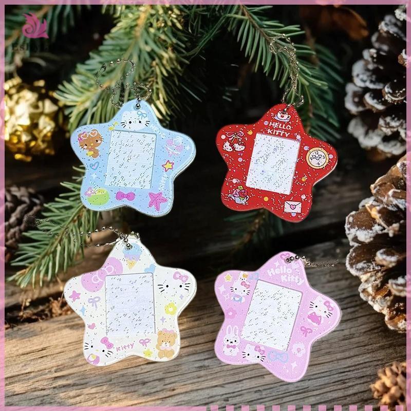 Eshylala Hello Kitty Star Card Holder Idol Photo Storage Card Display Keyring Bag Mặt dây chuyền [MỚ
