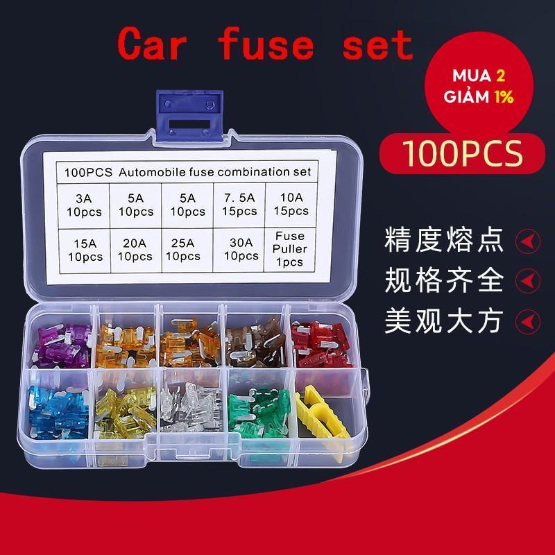 Bộ 100 lưỡi fuse vi mô kèm kẹp cho ô tô, xe tải, 3A 5A 7.5A 10A 15A 20A 25A 30A AMP.