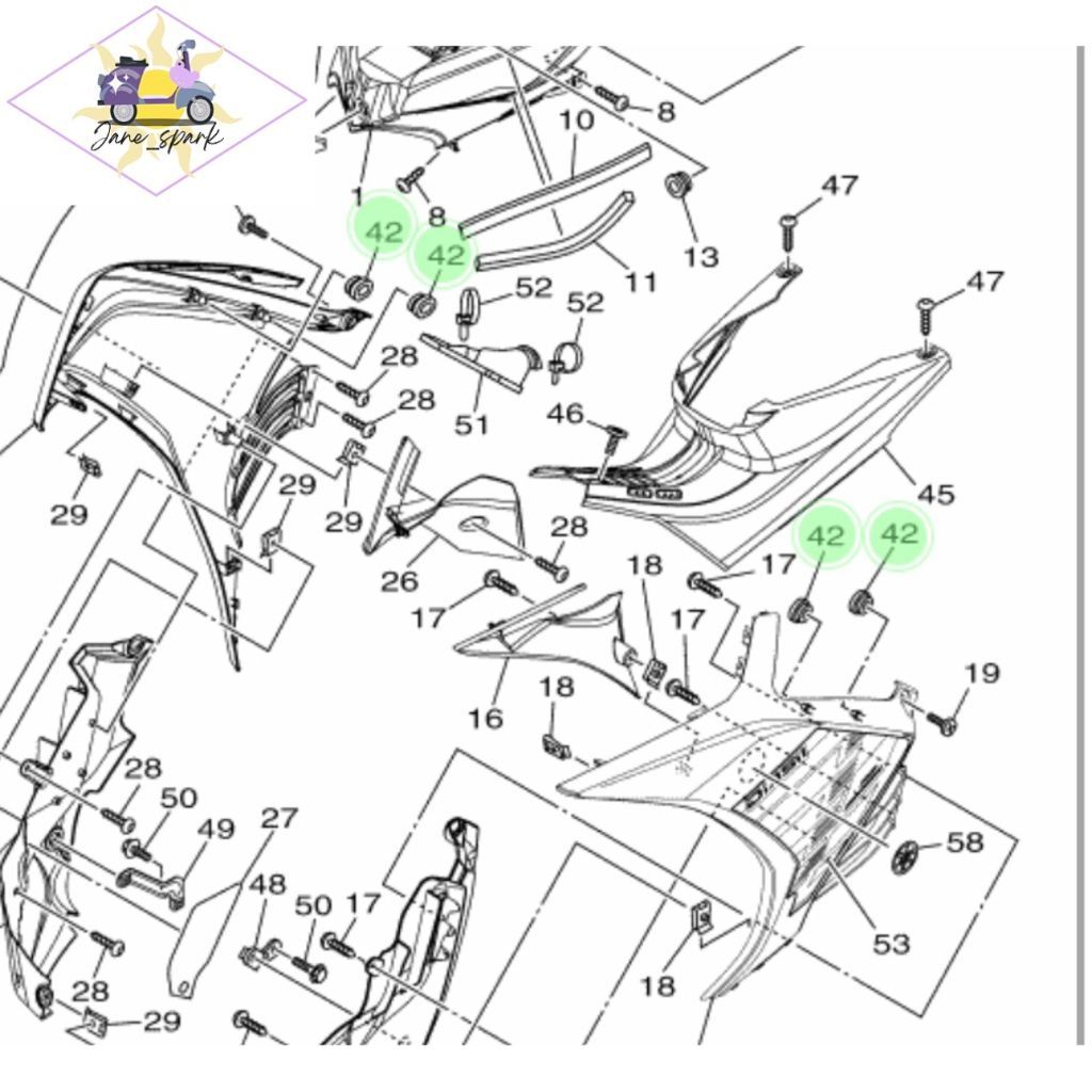 💫🇻🇳🏆CAO SU DÀN ÁO YẾM KHOÁ GIỮA EXCITER 135 5SỐ 2014 ZIN YAMAHA 9048001813