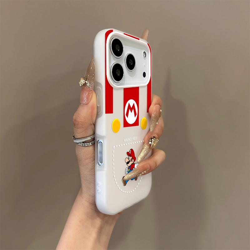 Red M Mario Thích Hợp Cho Apple 17promax Skin-Feel Jelly Hai Trong Một 17 / 16 / 15 / 14plus Vỏ Điện