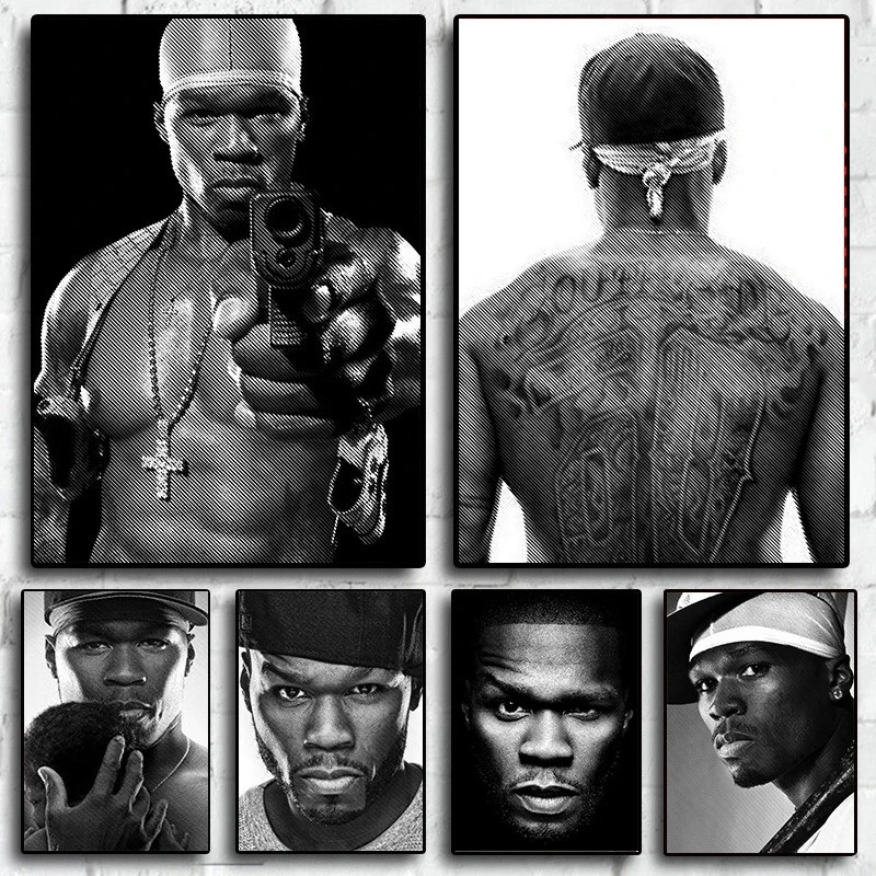 Hip-hop Rap Nhạc Sĩ 50 Cent Ca Sĩ Chân Dung Tranh Canvas Treo Tường Nghệ Thuật Hình Ảnh Phòng Thẩm M