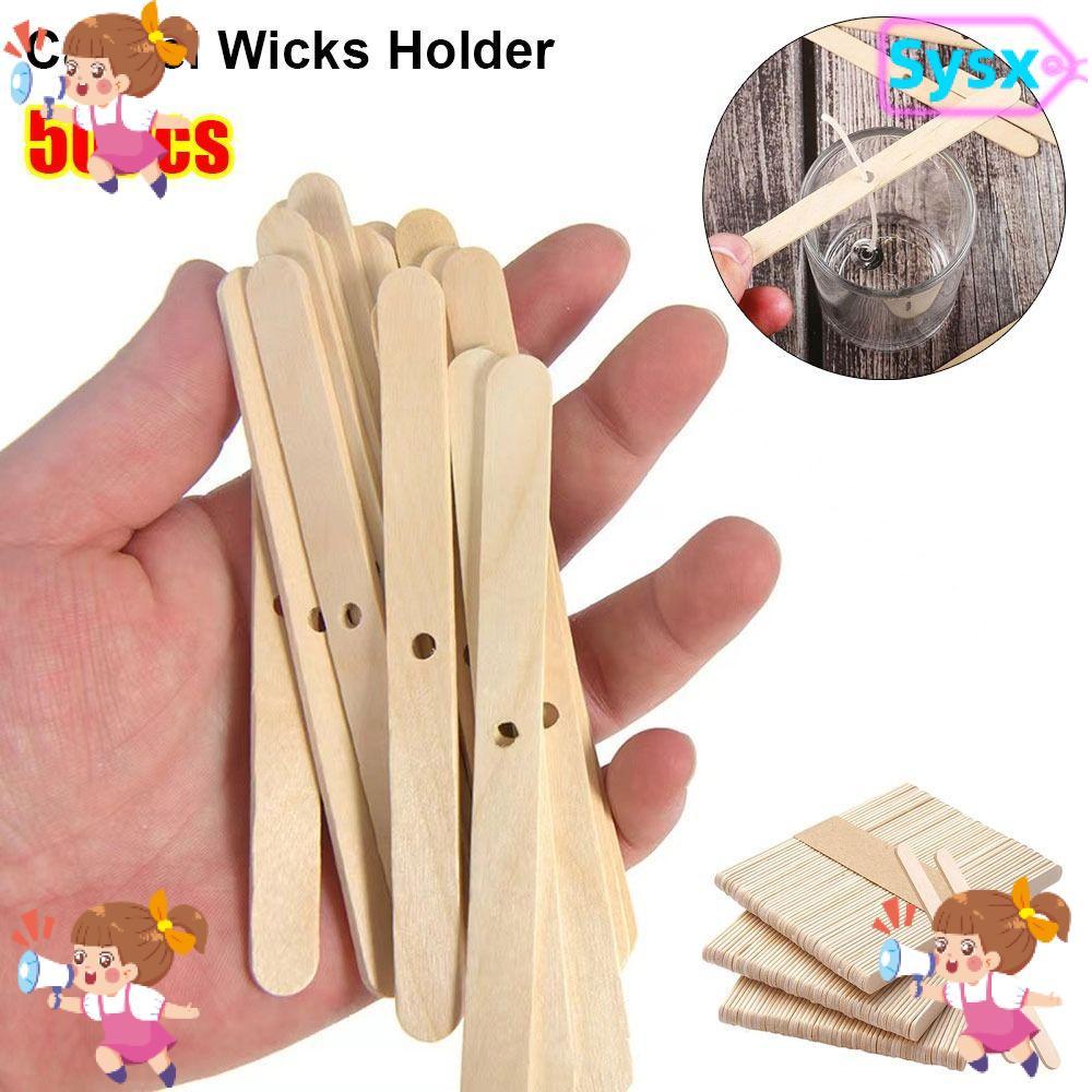 SYSX 50 Cái Dụng cụ làm Candel, Giá đỡ bấc Candel bằng gỗ 114mm, Thiết bị định tâm DIY bền bỉ Thủ cô