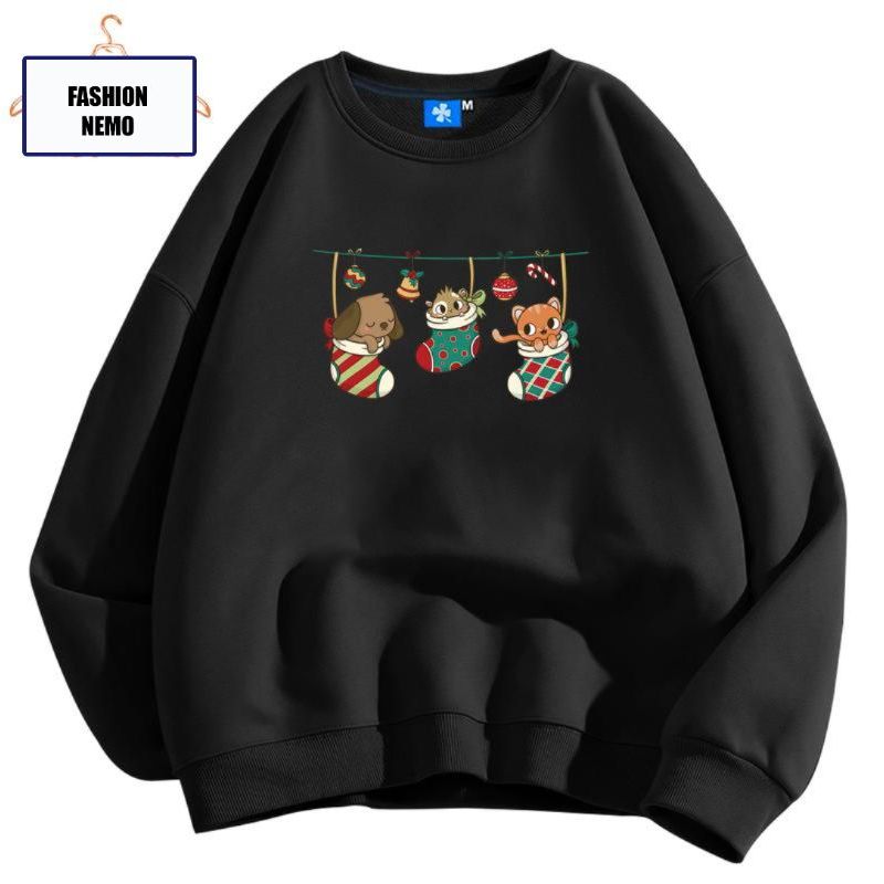 Áo sweater NOEL 3 CON VẬT chất nỉ bông form rộng KONOVA