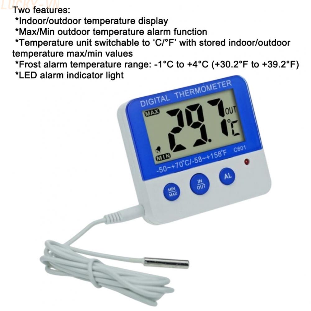 Digital Fridge Thermometer With Magnet And Bracket Large Display Alarm Indicator