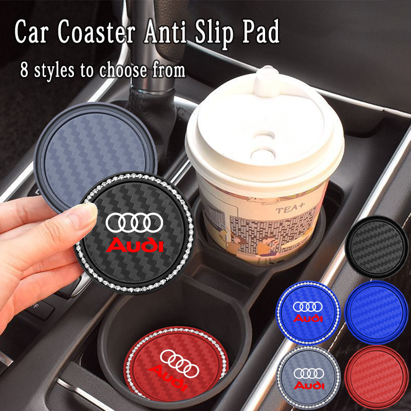Audi Car Coaster Với Kim Cương Đính Kim Cương Giả Cốc Nước Thảm Silicon Chống Trượt Cho Xe Audi A3 8