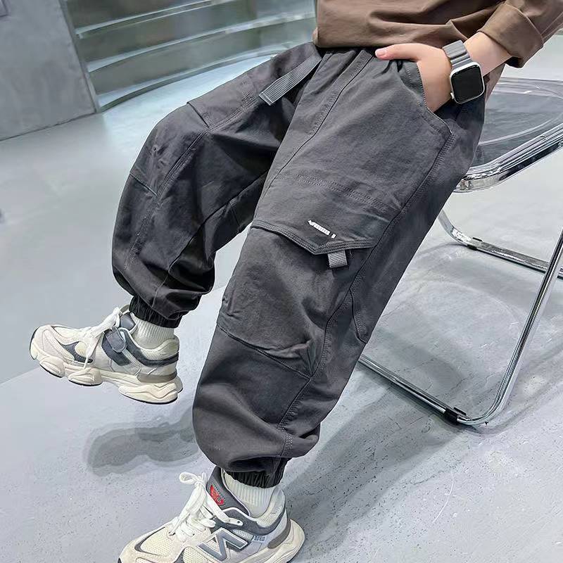 【Ready Stock】 Boys Cargo Pants Spring and Autumn Children's New Pants Boys All-Match Loose Casual Pa