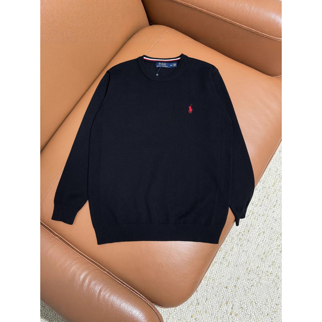 RL Old Money Style Pony Embroidered Crew Neck Pullover Sweater Loose Lazy Versatile Couple Style