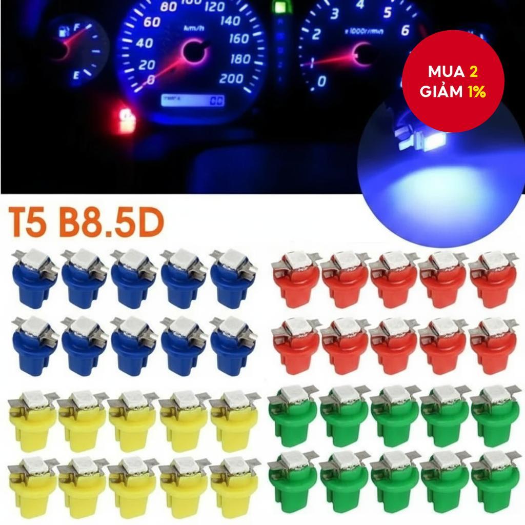 10 bóng đèn LED T5 B8.5D 5050 SMD cho đồng hồ tốc độ 12V
