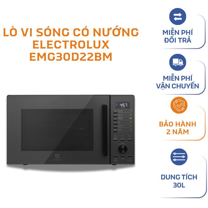 Lò vi sóng có nướng 30L Electrolux EMG30D22BM, hẹn giờ lên đến 60 phút