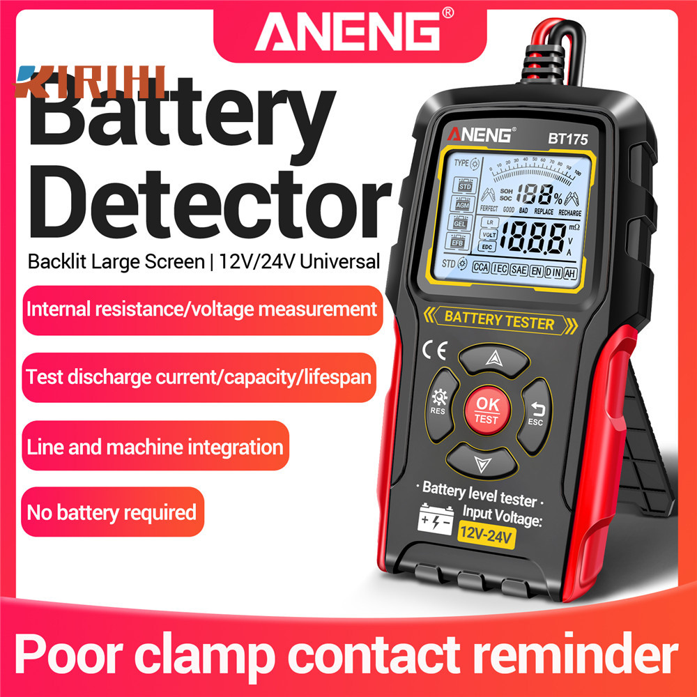 RIRIHI ANENG BT175 BT174 12V 24V Xe Chì Kiểm Tra Pin Xe Điện Xe Ô Tô Pin Kiểm Tra Điện Trở Nội Bộ Cô