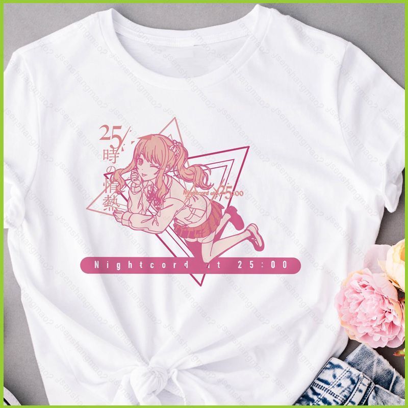 Áo thun anime Akiyama Mizuki màu sắc rực rỡ, tay ngắn