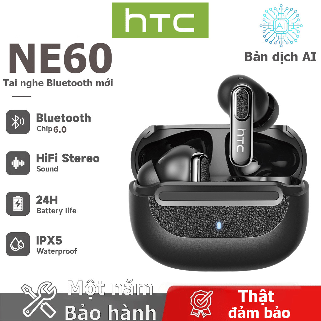 Bảo hành một năm Tai nghe dịch thuật HTC NE60 AI Tai nghe ngủ không dây LED Bluetooth 6.0 Business AI Tai nghe dịch thời gian thực IPX5 Tai nghe nhét tai chống nước Chất lượng âm thanh HIFI | BigBuy360 - bigbuy360.vn