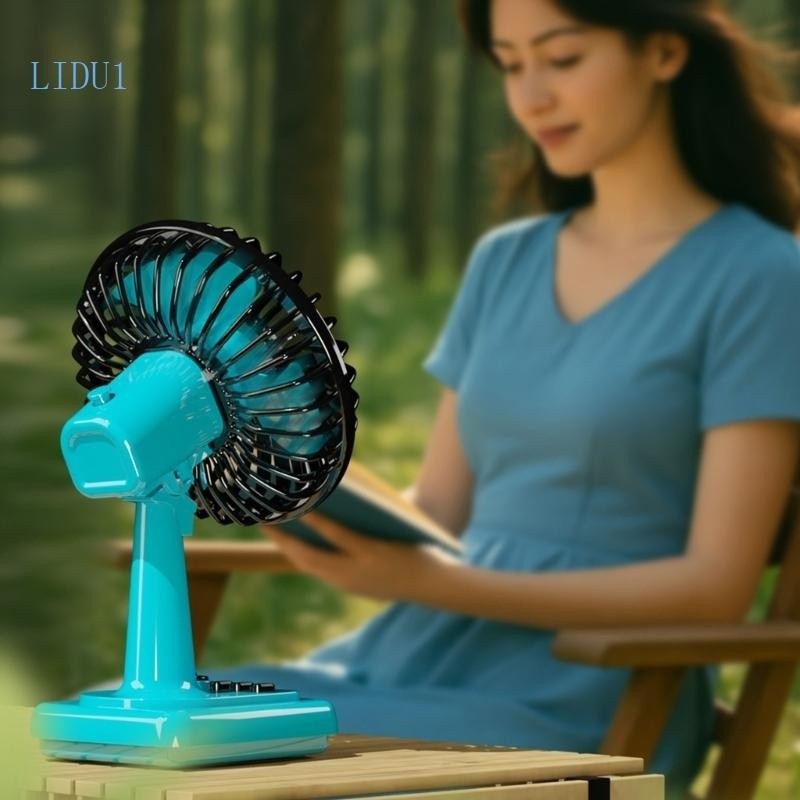 LIDU1 Classic Alloy USB Rechargeable Table Fan 3 Wind Modes Home Office Design