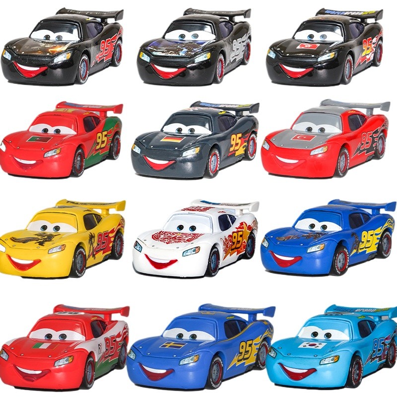 Disney Pixar Cars 2 3 lightning McQueen Quốc kỳ McQueen Phiên bản giới hạn Xe đồ chơi hợp kim McQuee