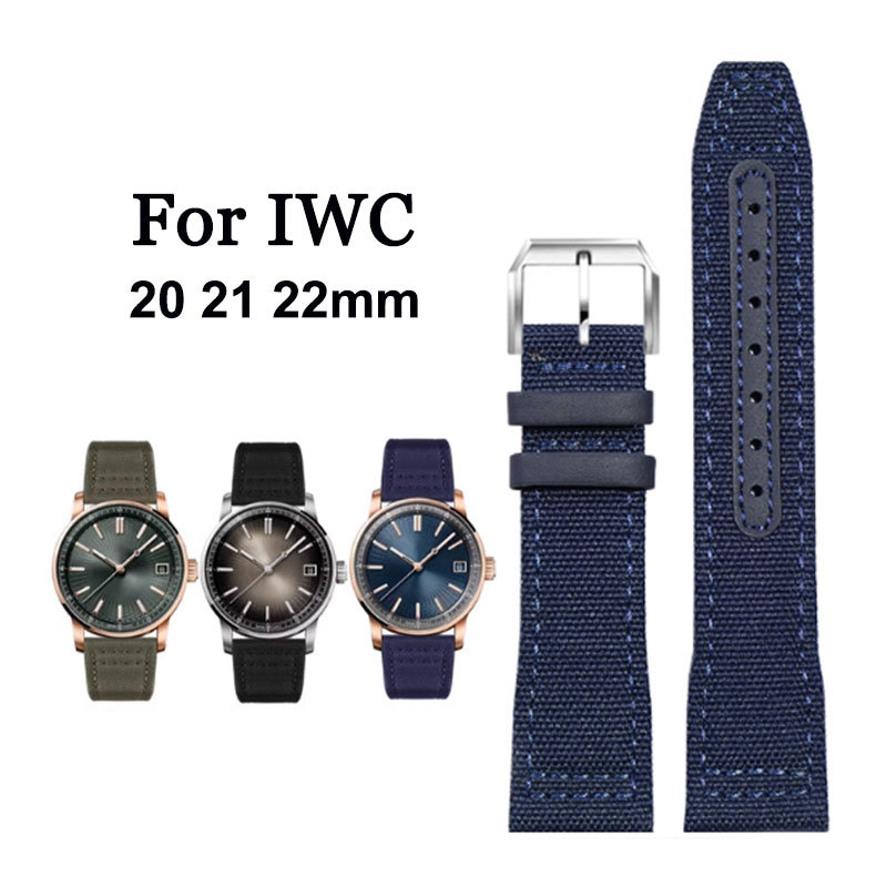 Dây đeo đồng hồ bằng vải Nylon cho IWC 389101 388109 20mm 21mm 22mm Chính Hãng Da Đồng Hồ Dây Da Bò 