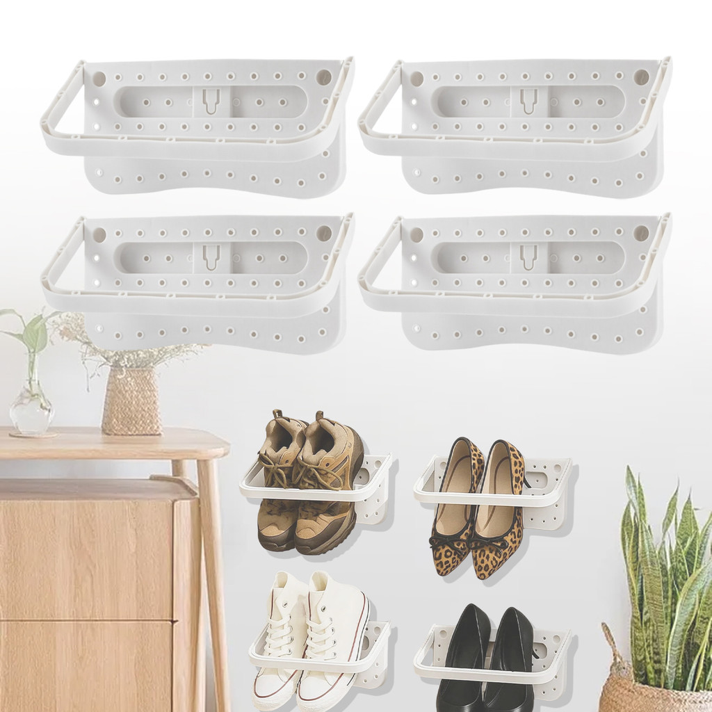 [Llittlesunla] 4 Giá Treo Giày Bằng Nhựa Cho RV Camper Caravan Kệ Dính Treo Tường Gấp Giày Sắp Xếp L