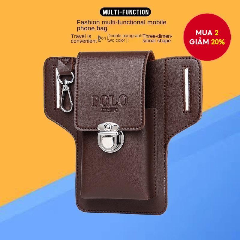 Túi đeo thắt lưng di động bằng da nam - Túi đựng điện thoại kẹp thắt lưng có hộp đựng chìa khóa & túi đựng hộp thuốc lá