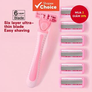  Máy cạo râu nữ dành cho da nhạy cảm – Công cụ thủ công 6 lưỡi để tẩy lông Bikini 