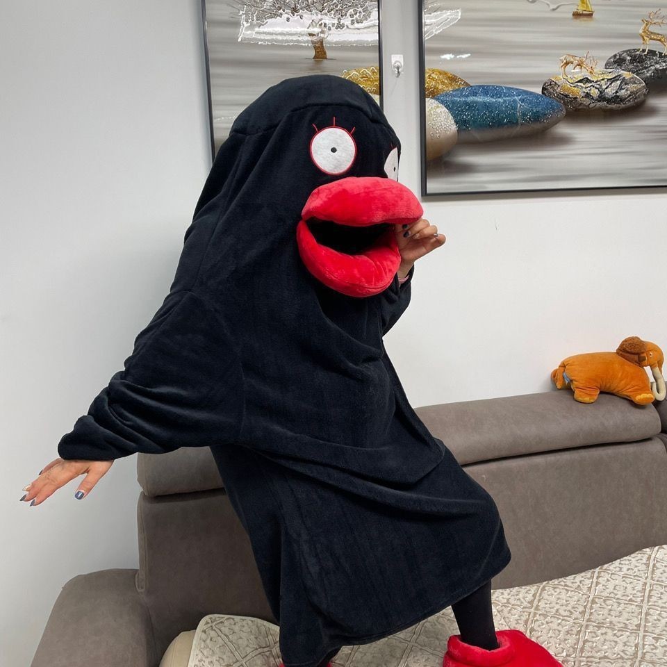 Gintama Elizabeth - Bộ Đồ Ngủ One-Piece Họa Tiết Vịt Ngọ Nghĩnh Flannel Cho Nữ