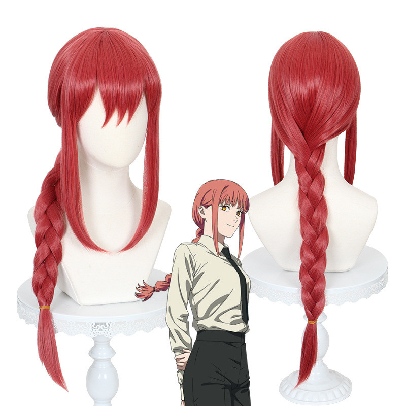 Tóc giả cosplay nhân vật Makima màu đỏ, kiểu đuôi ngựaAnime