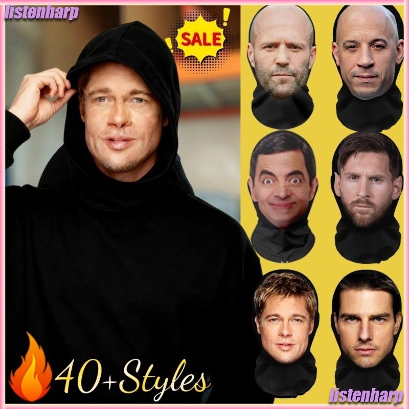 Mới 3D Ngộ nghĩnh Lưới Mặt nạ Chống Tia UV Balaclava Cosplay Brad Pitt Jason Statham Head Cover Mask