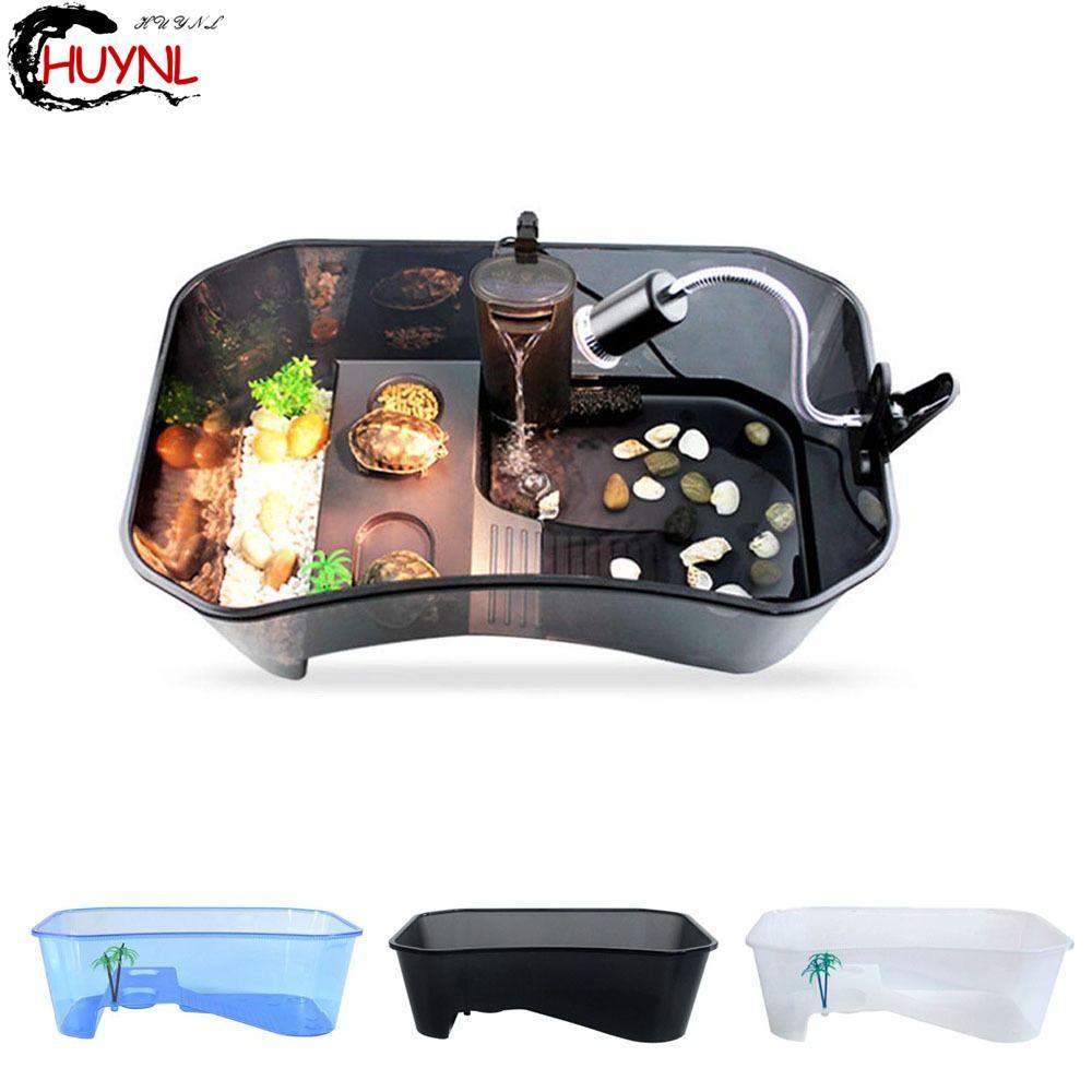 RENDZ Turtle Vivarium Box, Basking Ramp Water Land Dual Use Turtle Aquarium, Rùa Môi Trường Sống Min