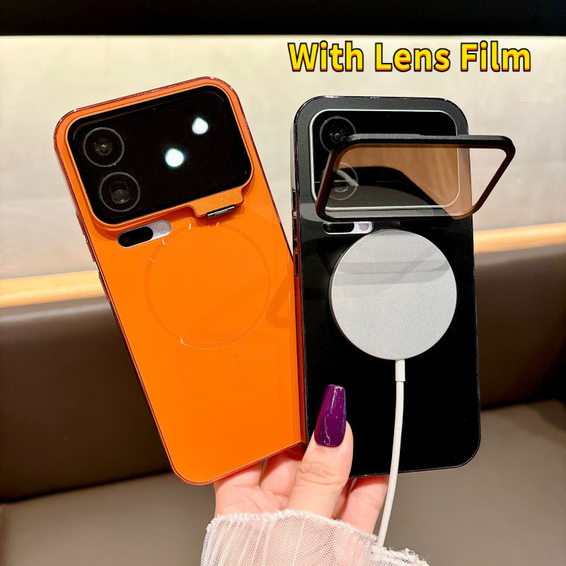Sang Trọng Mờ Từ Camera Ẩn Giá Đỡ Ốp lưng Xiaomi 17 Pro Max 17 Pro Bảo Vệ Ống Kính Sạc Không Dây Cứn