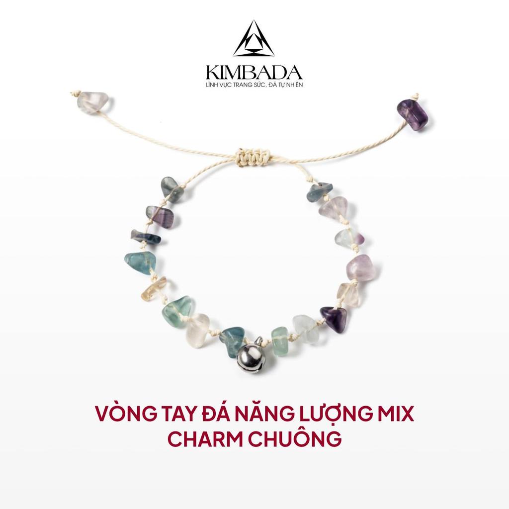 Vòng tay nữ đá tự nhiên mix charm chuông không gỉ Kimbada phong thuỷ handmade cá tính