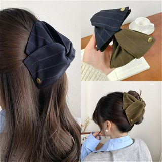  Kẹp Tóc Sọc Vải Tam Giắc Thiết Kế Đơn Giản Hình Đuôi Ngựa 