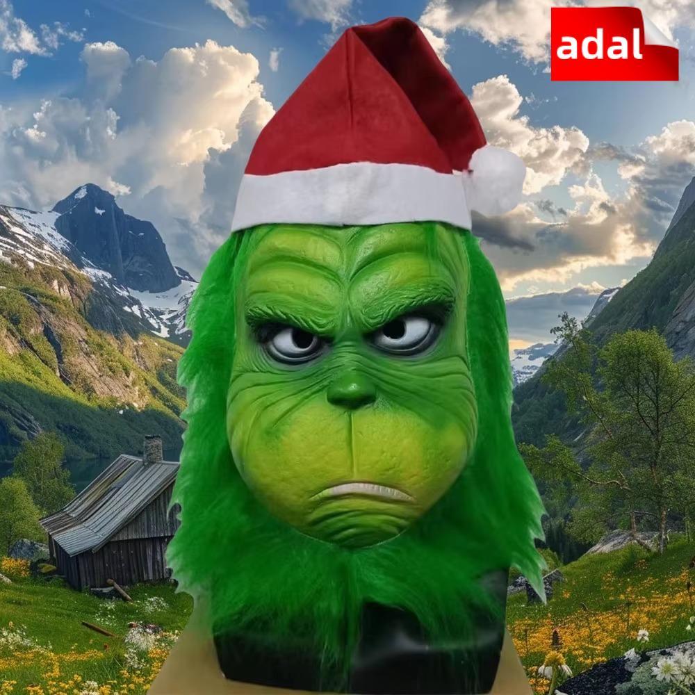 ADAL Grinch, Lông Xanh Freak Hóa Trang Grinch Mũ Đội Đầu, Anime Ngộ nghĩnh Cao Su Grinch Masque Hall