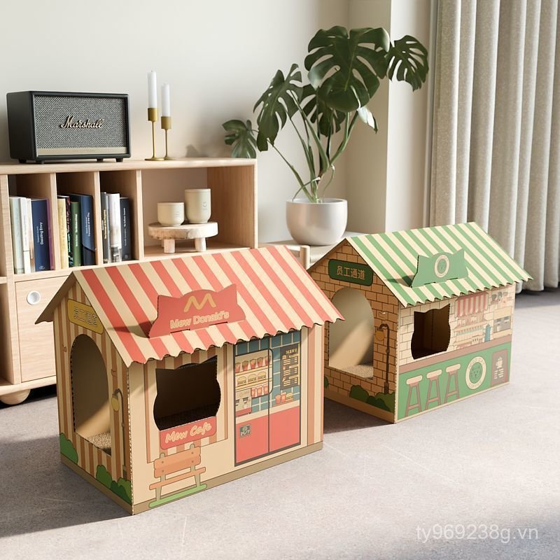 Dọc Chống Mài Mòn Mèo Biệt Thự Nhà Đồ Chơi Lớn Thùng Dày Mèo Trầy Xước Ban Tông Tích Hợp Vuốt-Grindi