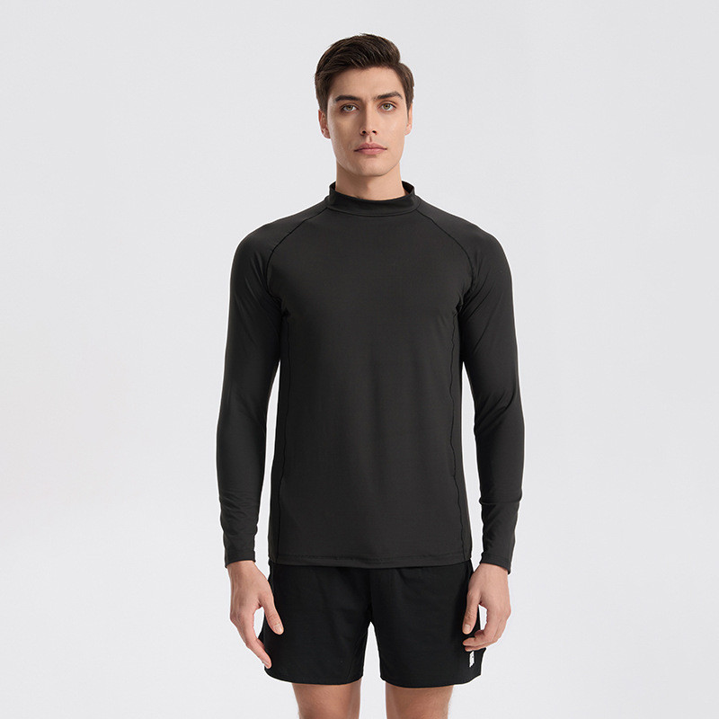 【Ready Stock】 Long Sleeve Half Zipper Business High Sense Men's Autumn New Stand Collar Inner Wear B