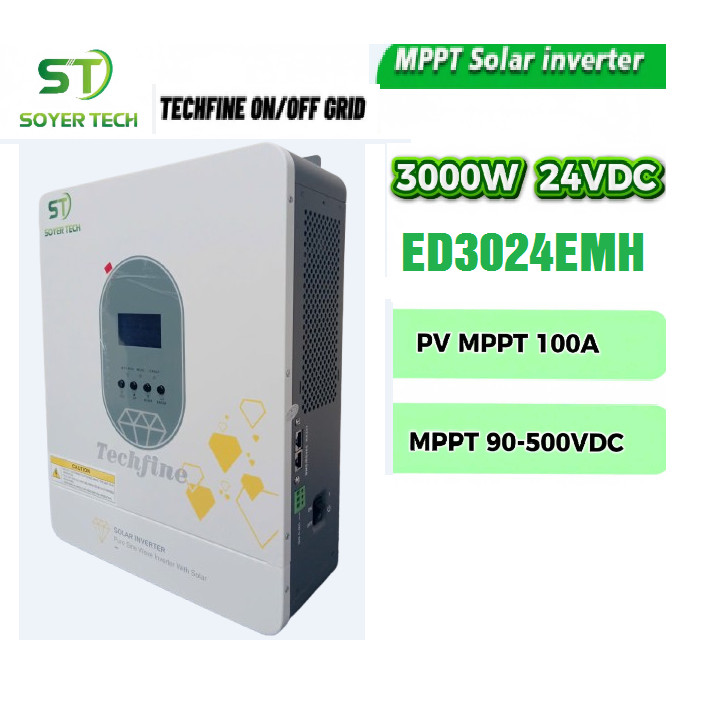 Biến tần Techfine inverter 3000W 24V, PV 40-500V - Mẫu Mới Soyer Tech - Mã ED3024EMH -3KW -24V Chĩnh
