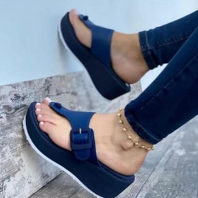 PB3 Nữ Nêm Sandal Nữ Nền Tảng Mở Mũi Chống Trơn Trượt Dép Plus Kích Thước