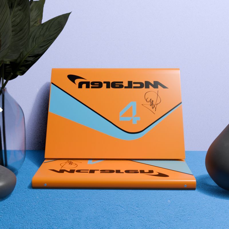 F1 racing notebook, faux leather A5 lined notebook, Norris, orange journal/workbook