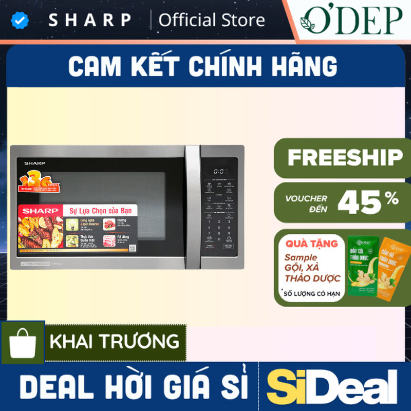 Lò vi sóng kết hợp nướng 28 Lít Sharp R-G728XVN-BST J-Tech Inverter - SIDEAL SIO