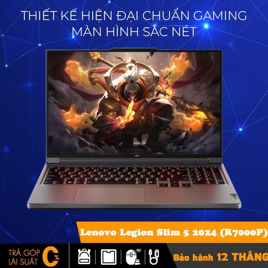 Lenovo Legion Slim 5 2024 (R7000P) Ryzen 7 8845H, 16 GB, SSD 1TB, RTX 4060 8GB, 16 inch 2.5K, New 10
