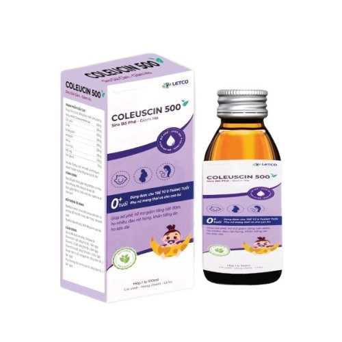 Siro Ho Cảm Coleuscin 500, giảm ho, giảm nghẹt mũi, bổ phế, giảm đau họng