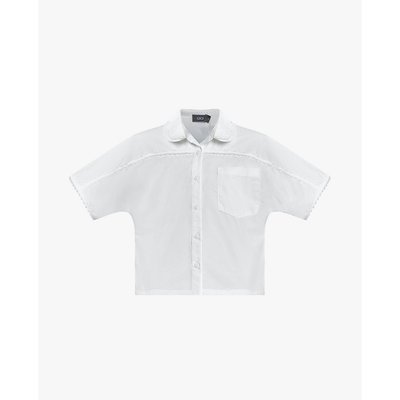 GIGI - Áo sơ mi nữ tay ngắn phom croptop viền ren_G1106T251275-00