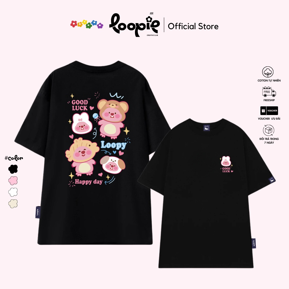 Áo Thun Unisex In Gấu Loopy By Loopie – LP22 Form Oversize Dành Cho Nam N