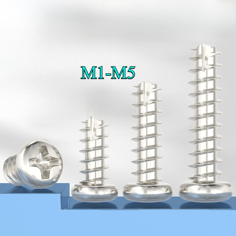 Vít răng thưa mạ niken Vít bắn gỗ pake đầu tròn ,Vít gỗ M1-M5 [HN-MB-1]