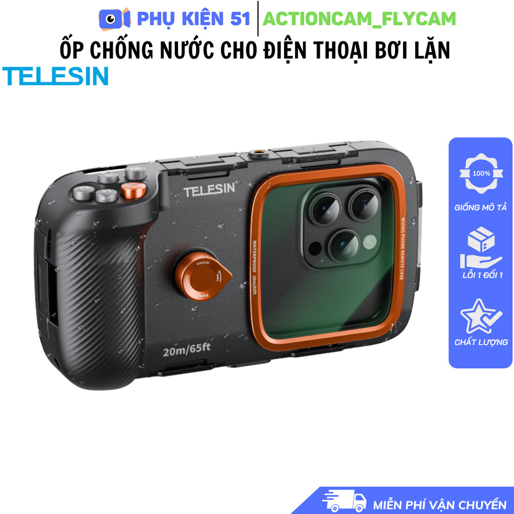 Tay cầm chống nước cho điện thoại chụp hình bảo vệ máy độ sâu lên đến 20m -  TELESIN Underwater Divi