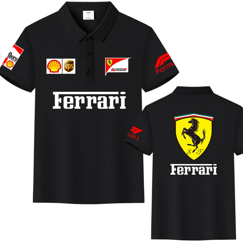 Unisex Còn Hàng Ferrari SF1000 F1 Công Thức Xe Phù Hợp Với Tùy Chỉnh Mùa Hè Băng Lụa Cotton POLO Áo 