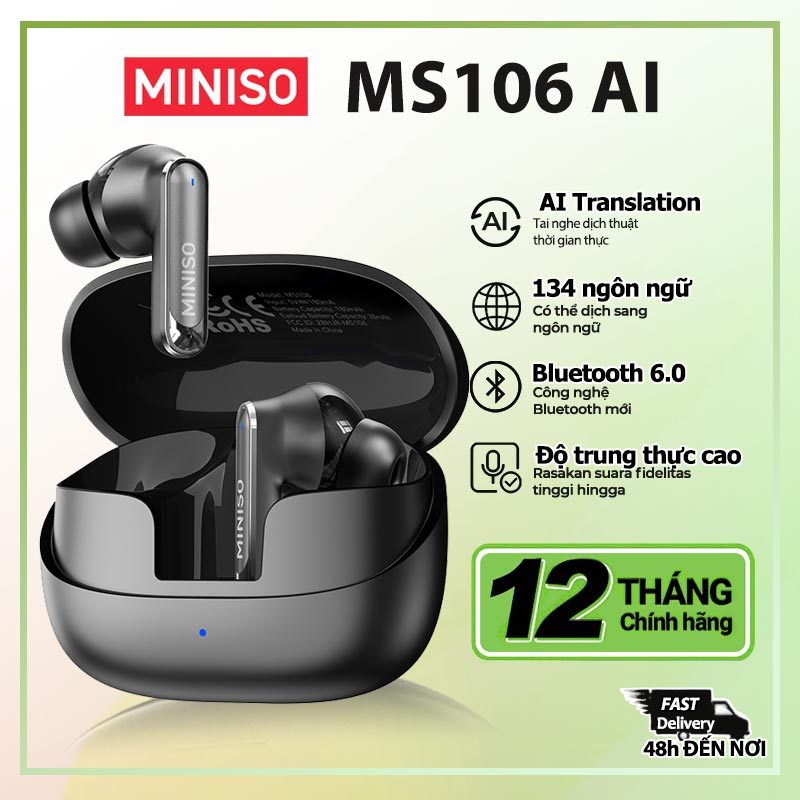 Miniso MS106 Tai nghe dịch không dây AI Tai nghe nhét tai Tai nghe chơi game Chống nước IPX5 Âm thanh nổi HiFi | BigBuy360 - bigbuy360.vn
